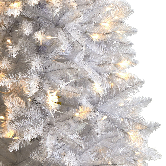 5’ Slim White Artificial Christmas Tree with 150 Warm White LED Lights and 491 Bendable Branches by Nearly Natural