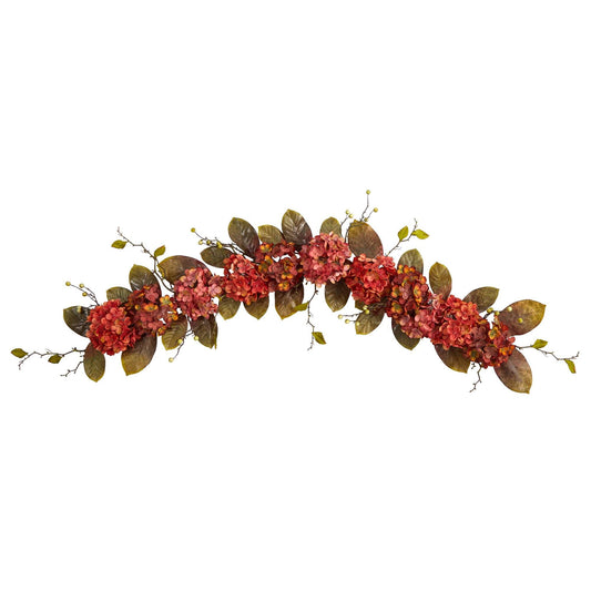 6’ Fall Hydrangea and Berry Artificial Autumn Garland by Nearly Natural