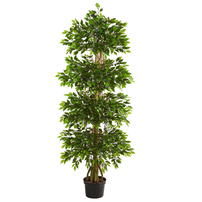 6' Four Tier Mini Ficus Artificial Tree UV Resistant (Indoor/Outdoor) by Nearly Natural