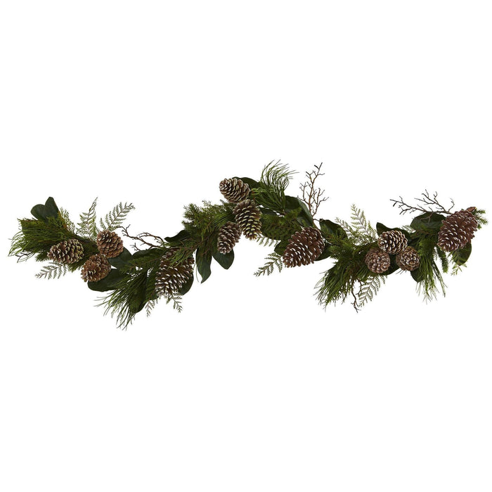 6’ Pine Cone and Pine Artificial Garland by Nearly Natural