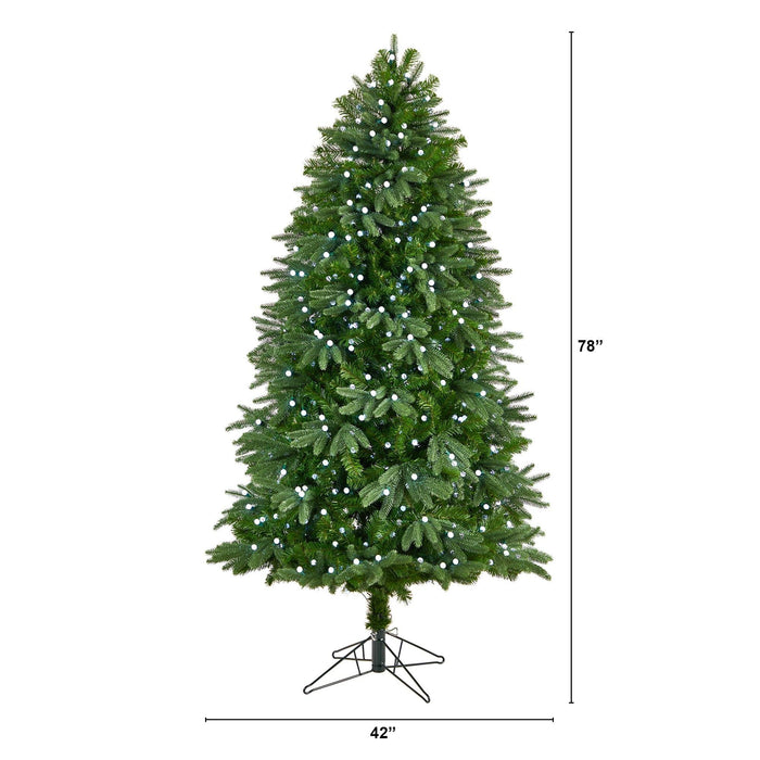 6.5’ Fraser Fir Christmas Tree with 550 Gum Ball LED Lights with Instant Connect Technology and 965 Branches by Nearly Natural