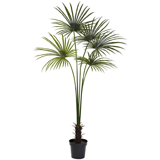 7’ Fan Palm Tree UV Resistant (Indoor/Outdoor) by Nearly Natural