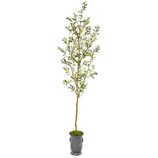 7.5’ Olive Artificial Tree in Decorative Planter by Nearly Natural