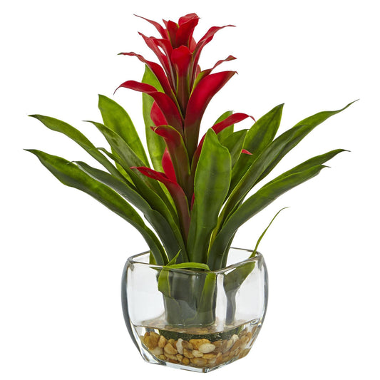 Bromeliad with Vase Arrangement by Nearly Natural