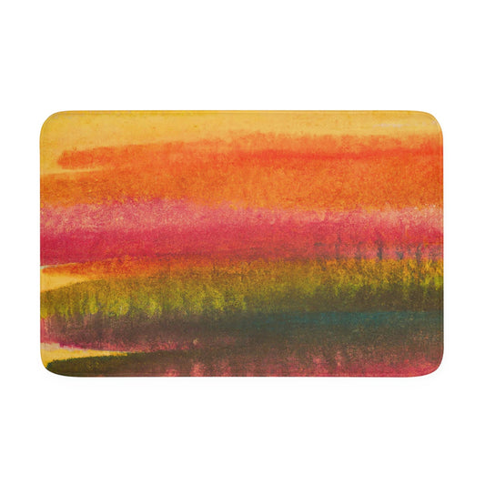 Home Decor, Memory Foam Bath Mat, Autumn Fall Watercolor Abstract Print by inQue.Style