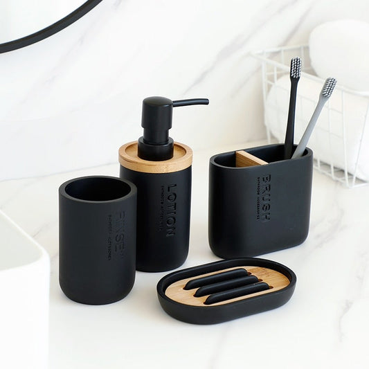 Bamboo Bathroom Set - Black by Living Simply House