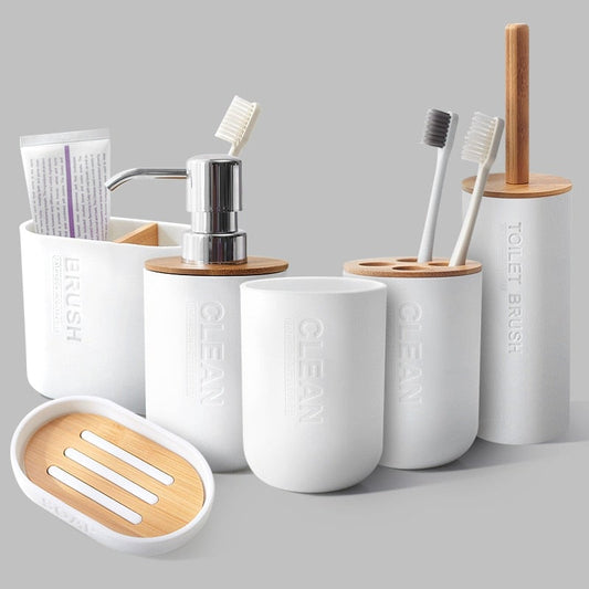 Bamboo Bathroom Set - White by Living Simply House