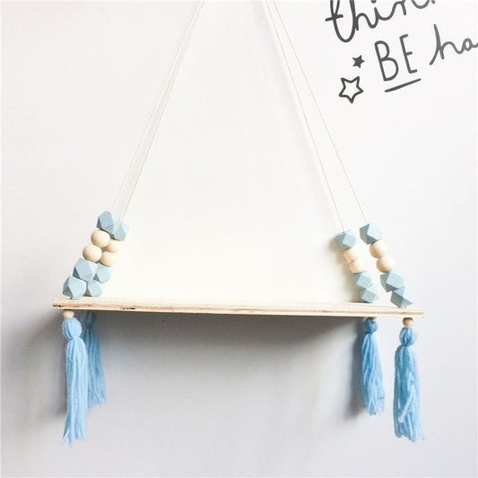 Beaded Hanging Wooden Shelf by Living Simply House