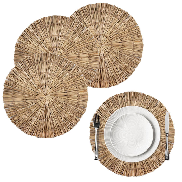 Natural Handmade Round Woven Placemats for Dining Table by Blak Hom