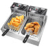 Deep Fryer 12.7QT/12L Stainless Steel Double Cylinder Electric Fryer with Baskets by Blak Hom