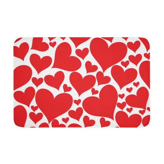 Memory Foam Bath Mat / Love Red Hearts by inQue.Style