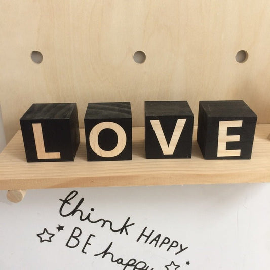 Wooden Letters and Numbers Blocks (Black) by Living Simply House